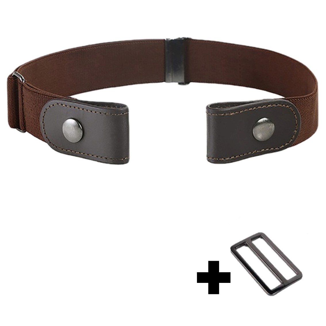 WHIPPY 4 Pack Onzichtbare Elastische Riem voor Vrouwen Mannen Verstelbare Dames Geen Show Riem Platte Metalen Gesp Riem Voor Jeans Broek Jurken, A-zwart/koffie/blauw/wit, 35-55W