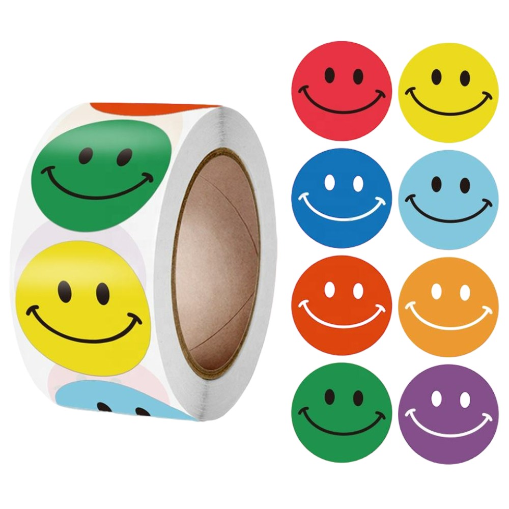 3 rollen 1500 stuks smiley-stickers, 2,5 cm, smiley-stickers, rond 3 rollen 1500 stuks smiley-stickers, 2,5 cm, smiley-stickers, rond
