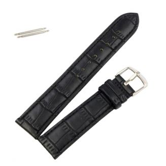 Fako® - Horlogebandje - Kunstleer - Croco - 20mm - Zwart
