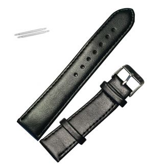 Fako® - Horlogebandje - Echt Leer - Soft - 20mm - Zwart
