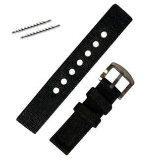Fako® - Horlogebandje - Canvas - Spijkerstof - 20mm - Zwart