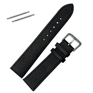 Fako® - Horlogebandje - Echt Leer - Ultra Thin - 20mm - Zwart