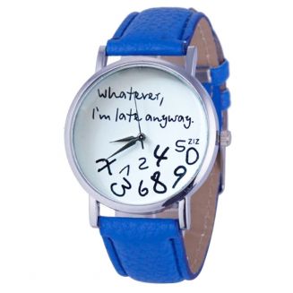 Fako® - Horloge - Whatever, I'm Late Anyway - Blauw