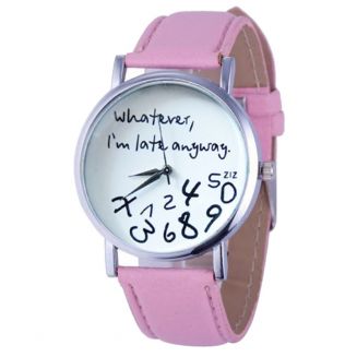 Fako® - Horloge - Whatever, I'm Late Anyway - Roze