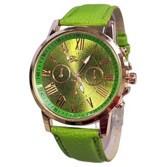 Fako® - Horloge - Geneva - Roman - Metal - Groen