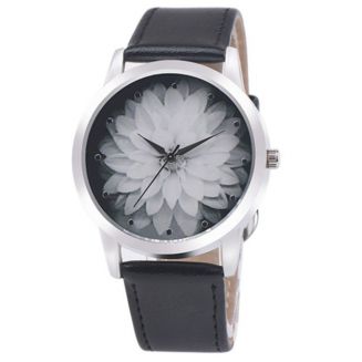 Fako® - Horloge - Bloem - Zwart