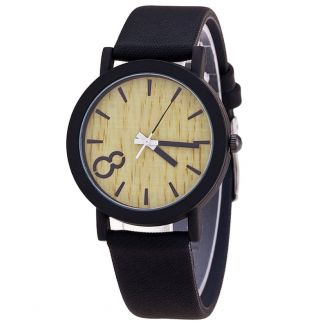 Fako® - Horloge - Houtlook - Zwart