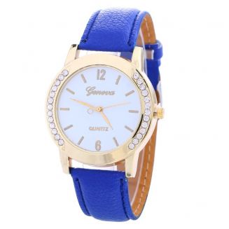 Fako® - Horloge - Geneva - Kristal - 40mm - Donkerblauw