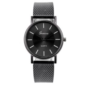 Fako® - Horloge - Geneva - Mesh Look - Zwart