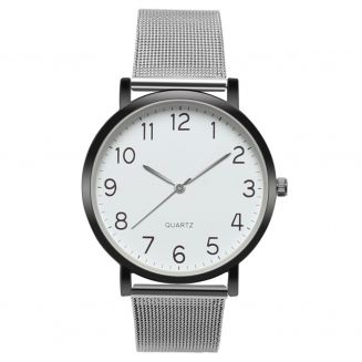 Fako® - Horloge - Mesh - Staal - Ø 40mm - Zwart