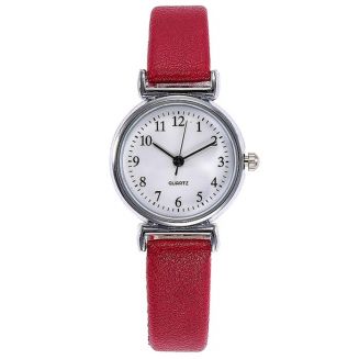 Fako® - Horloge - Ø 26mm - Zilverkleurig - Rood