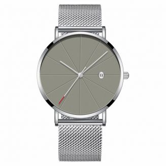 Fako® - Horloge - Mesh - Chicago - Ø40mm - Zilver/Grijs
