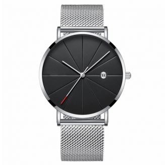 Fako® - Horloge - Mesh - Chicago - Ø40mm - Zilver/Zwart