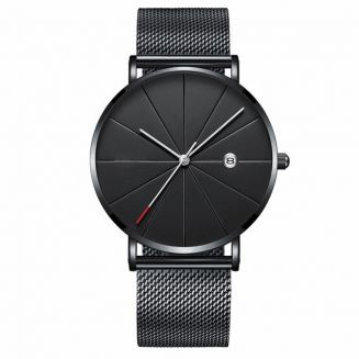 Fako® - Horloge - Mesh - Chicago - Ø40mm - Zwart/Zwart