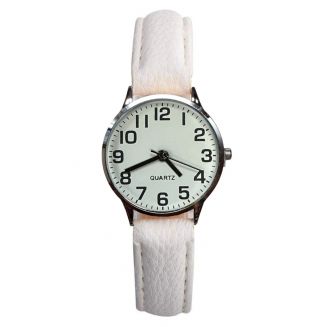 Fako® - Horloge - Ø 28mm - Zilverkleurig - Wit