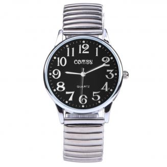 Fako® - Horloge - Rekband - Comby Classic - Ø 36mm - Zwart