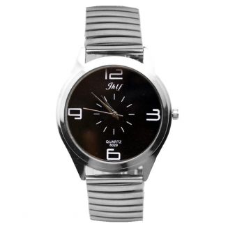 Fako® - Horloge - Rekband - Jhlf - Ø 40mm - Zilverkleurig - Zwart
