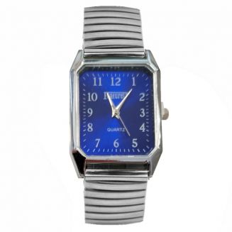 Fako® - Horloge - Rekband - Featurely - 27x38mm - Zilverkleurig - Blauw