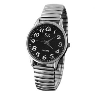 Fako® - Horloge - Rekband - SK - 36mm - Zilverkleurig - Zwart