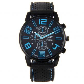 Fako® - Herenhorloge - Pinbo - GT Deluxe - Blauw