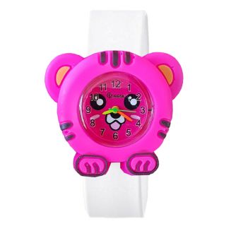 Fako® - Kinderhorloge - Slap On Mini - Tijger - Fuchsia/Wit