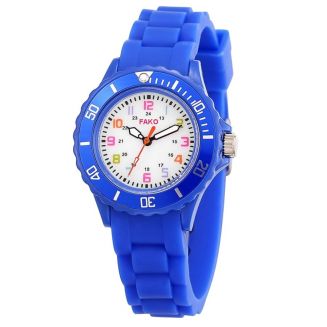 Fako® - Kinderhorloge - Siliconen - Regenboog - Donkerblauw