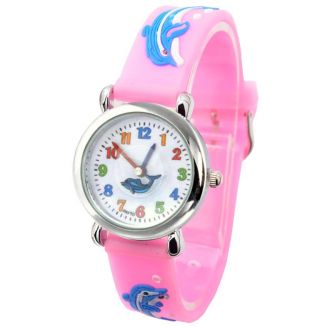 Fako® - Kinderhorloge - 3D - Dolfijntjes - Roze