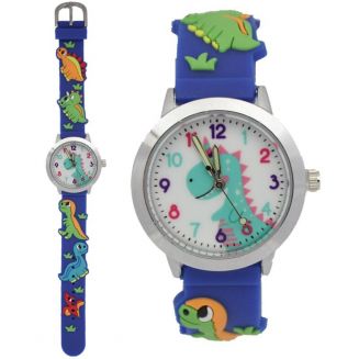 Fako® - Kinderhorloge - 3D - Dinosaurus - Blauw