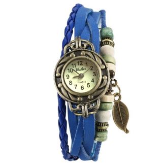 Fako® - Armband Horloge - Blad - Blauw