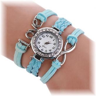 Fako® - Armband Horloge - Multi Infinity Love - Lichtblauw