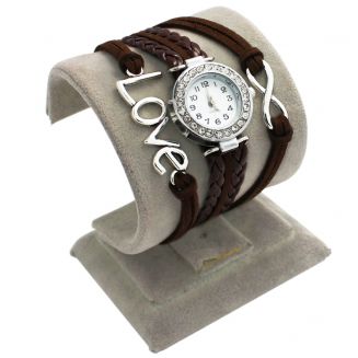 Fako® - Armband Horloge - Multi Infinity Love - Bruin