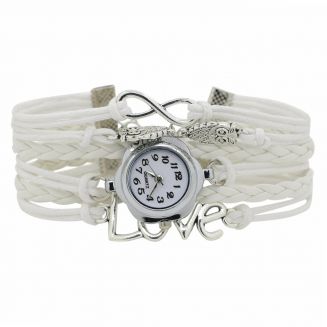 Fako® - Armband Horloge - Multi Infinity Uiltjes Love - Wit