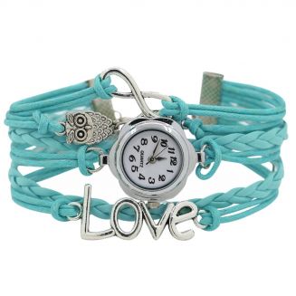 Fako® - Armband Horloge - Multi Infinity Uiltjes Love - Lichtblauw