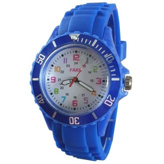 Fako® - Horloge - Siliconen - Ø 40mm - Regenboog - Donkerblauw
