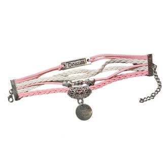Fako Bijoux® - Multi Armband - Dream Hartjes Munt – Roze/Wit
