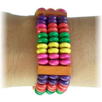 Fako Bijoux® - Armband - Hout - Breed - Candy