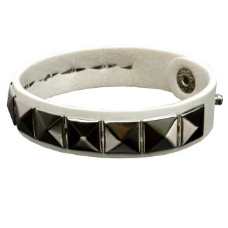 Fako Bijoux® - Armband - Studs - Piramide Smal - Wit