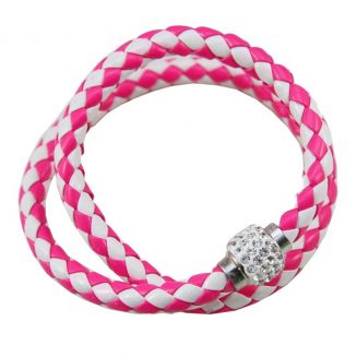 Fako Bijoux® - Armband - Blinqi Dubbel - Roze/Wit