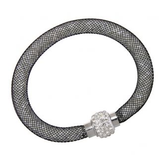Fako Bijoux® - Armband - Sterrenstof Disco Dots - Zwart/Wit
