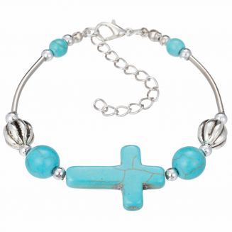 Fako Bijoux® - Armband - Turquoise - Kruis
