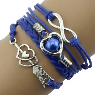Fako Bijoux® - Multi Armband - Infinity Hart Cupido - Blauw
