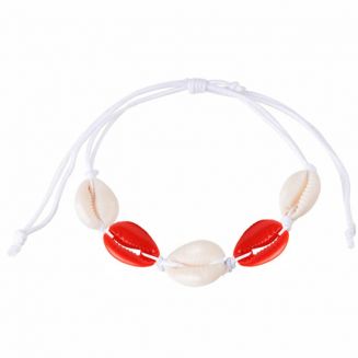 Fako Bijoux® - Schelpjes Armband - Wit - 2x Rood