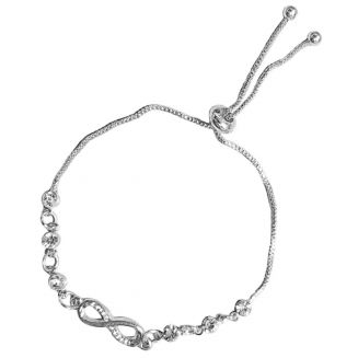 Fako Bijoux® - Dames Armband Infinity Strass Kristal - Verstelbaar - 14-22cm - Cadeau - Verjaardag - Vrouw – Zilverkleurig