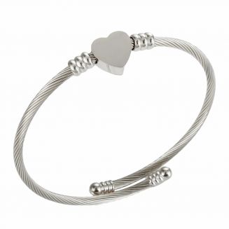 Fako Bijoux® - Dames Armband Klein Hart - Compleet RVS - Verstelbaar - Armband Vrouw - Dames Armbandje - 3mm - Zilverkleurig
