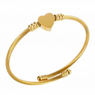 Fako Bijoux® - Dames Armband Klein Hart - Compleet RVS - Verstelbaar - Armband Vrouw - Dames Armbandje - 3mm - Goudkleurig