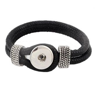 Fako Bijoux® - Armband - Click Buttons - Slang - Zwart