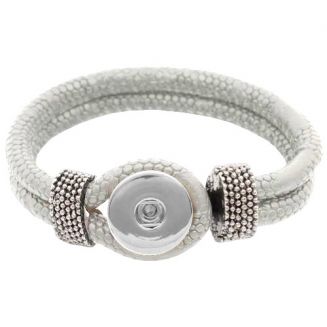 Fako Bijoux® - Armband - Click Buttons - Slang - Wit