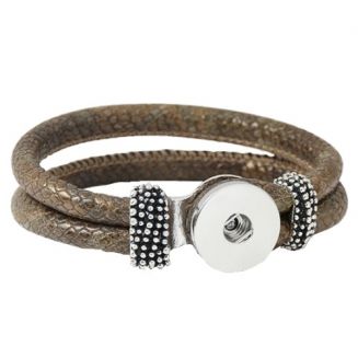 Fako Bijoux® - Armband - Click Buttons - Slang - Beige/Goud