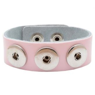 Fako Bijoux® - Armband Voor Click Buttons - Leder Trio - Roze