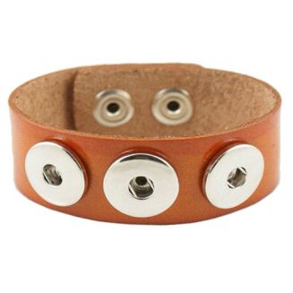 Fako Bijoux® - Armband Voor Click Buttons - Leder Trio - Lichtbruin